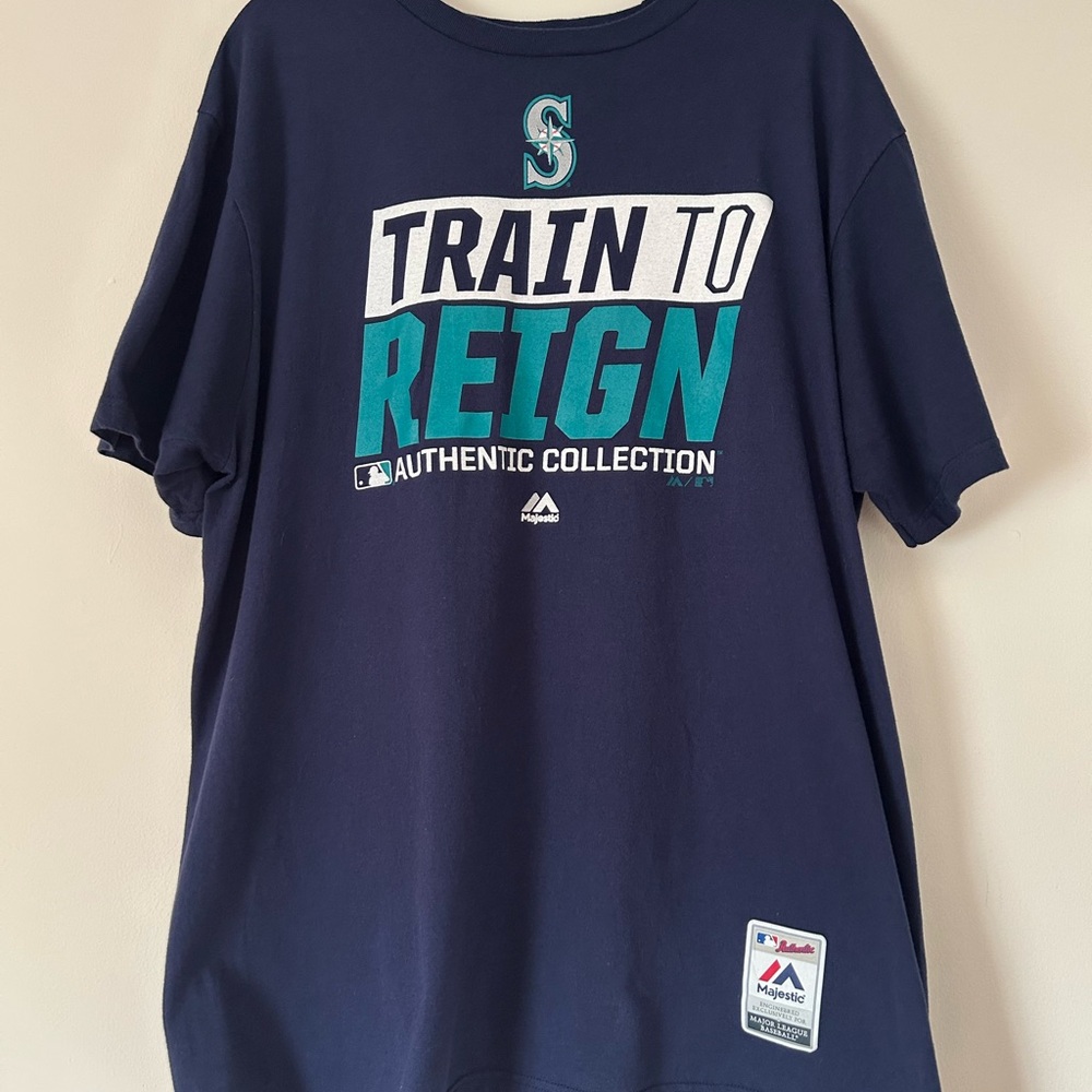 Majestic Navy Blue Authentic Collection Seattle Mariners Shirt
